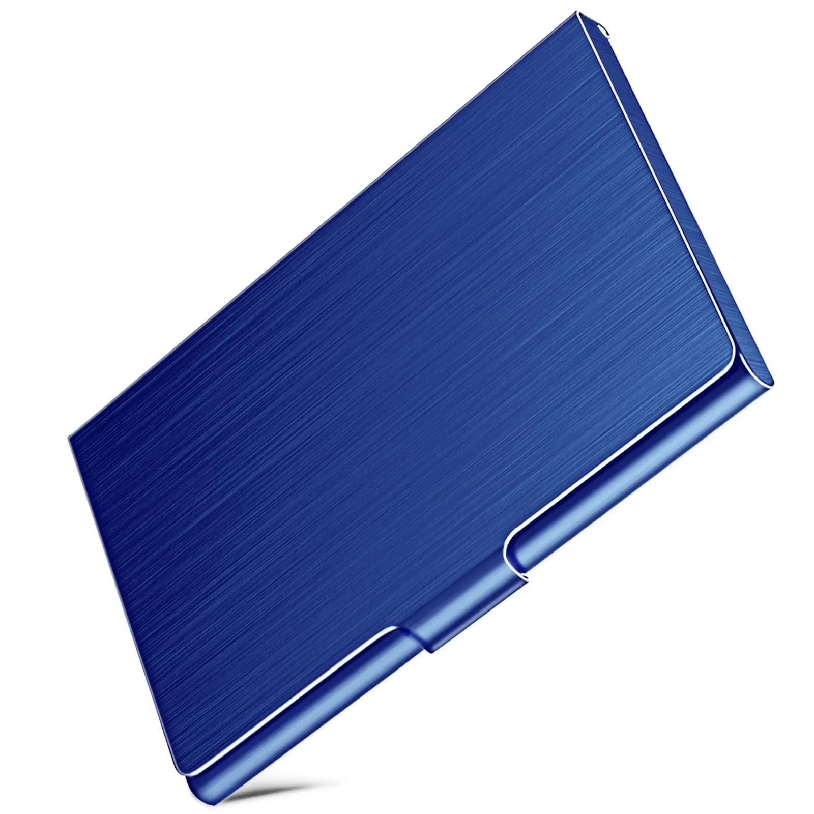 DMFLY Business Card Holder, Slim Metal Case for Men & Women, Blue | Professional Stainless Steel Wallet - main product image