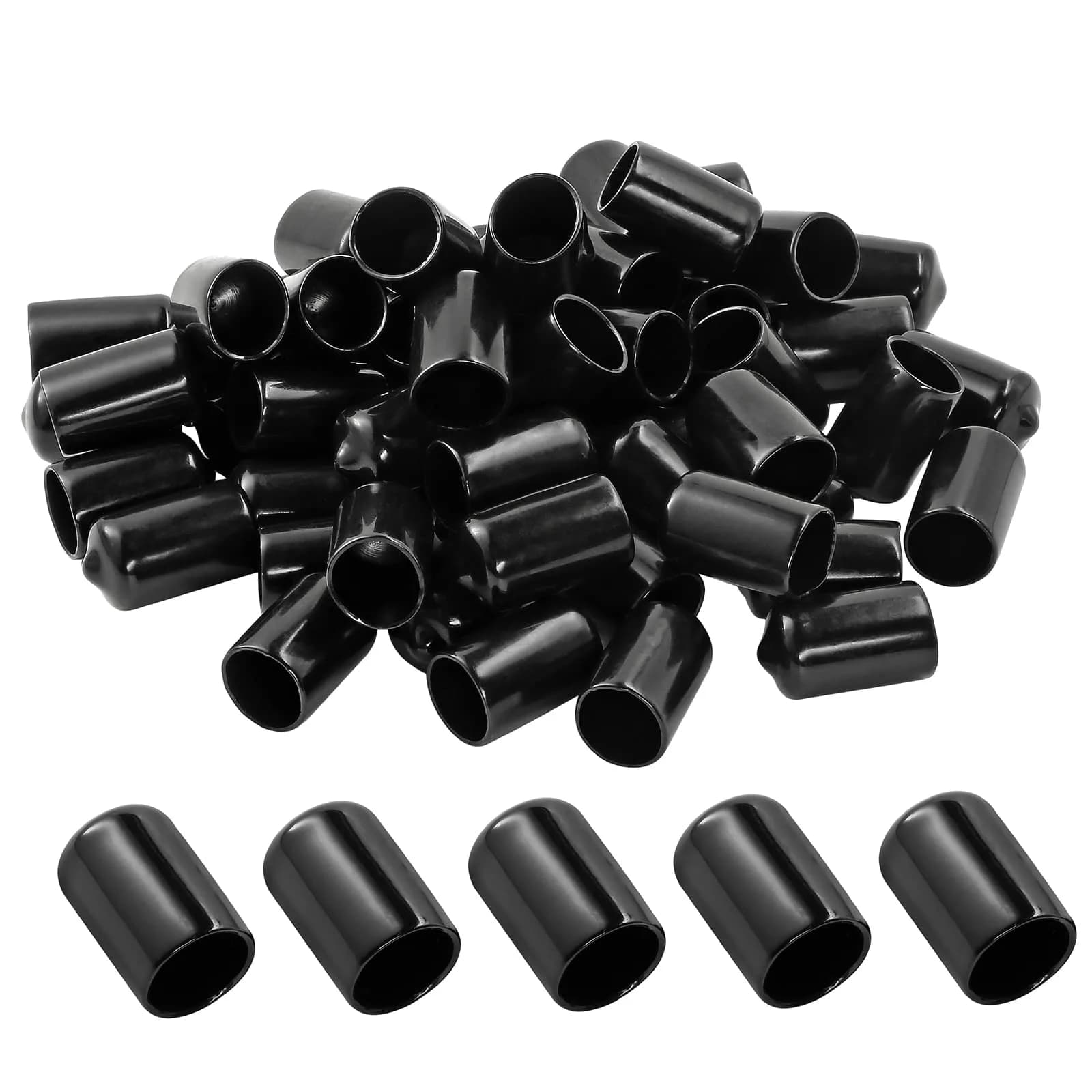 Jamiikury Rubber End Caps 12mm | Flexible Vinyl Tube Bolt Cover for Pipes & Furniture Feet — 12mm