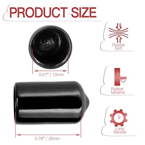 Jamiikury Rubber End Caps 12mm | Flexible Vinyl Tube Bolt Cover for Pipes & Furniture Feet thumbnail 2