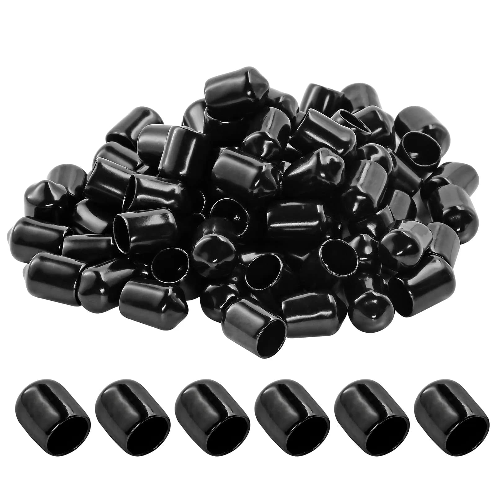 Jamiikury Rubber End Caps 120PCS | 9.5mm ID Vinyl Flexible Screw Thread Protectors — 9.5mm