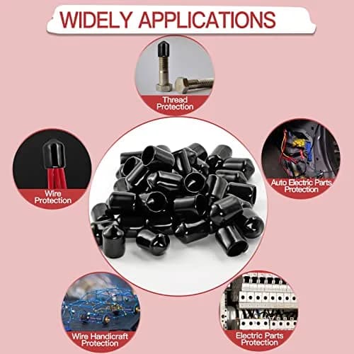 Jamiikury Rubber End Caps 120PCS | 9.5mm ID Vinyl Flexible Screw Thread Protectors thumbnail 6