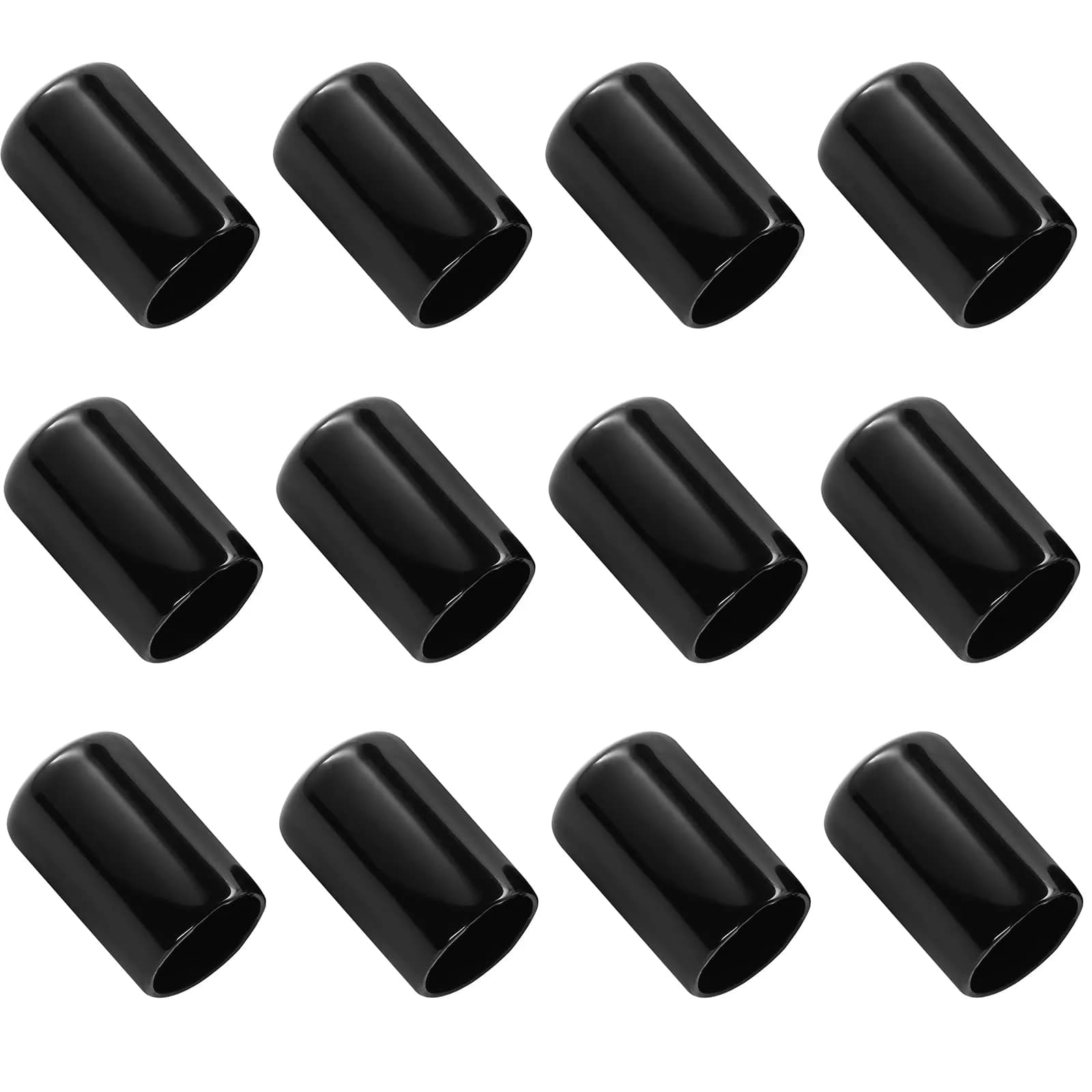 Jamiikury Rubber End Caps 12PCS Black | 16mm ID Round Tube Bolt Cover for Industrial & Scientific Use — 16mm