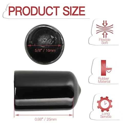 Jamiikury Rubber End Caps 12PCS Black | 16mm ID Round Tube Bolt Cover for Industrial & Scientific Use thumbnail 3