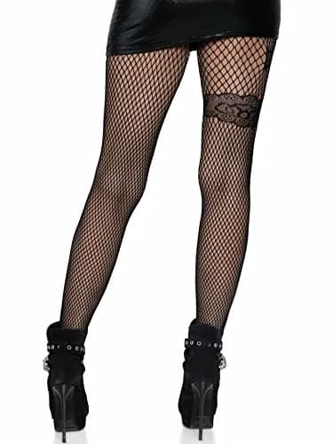 Leg Avenue Women Gunslinger Tights, Black, One Size | Edgy Fishnet with Revolver Accent (70-120 chars) thumbnail 2