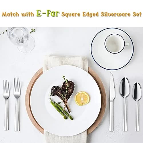 E-far 12-Piece Serrated Steak Knives Set 8.9 Inch | Modern Square Edge, Mirror Finish, Dishwasher Safe thumbnail 6