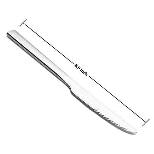 E-far 12-Piece Serrated Steak Knives Set 8.9 Inch | Modern Square Edge, Mirror Finish, Dishwasher Safe thumbnail 2