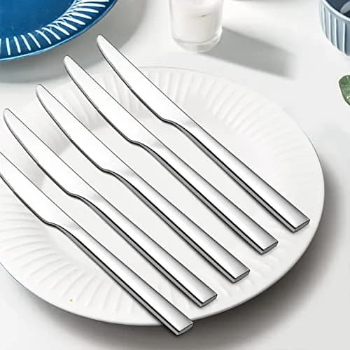 E-far 12-Piece Serrated Steak Knives Set 8.9 Inch | Modern Square Edge, Mirror Finish, Dishwasher Safe thumbnail 3