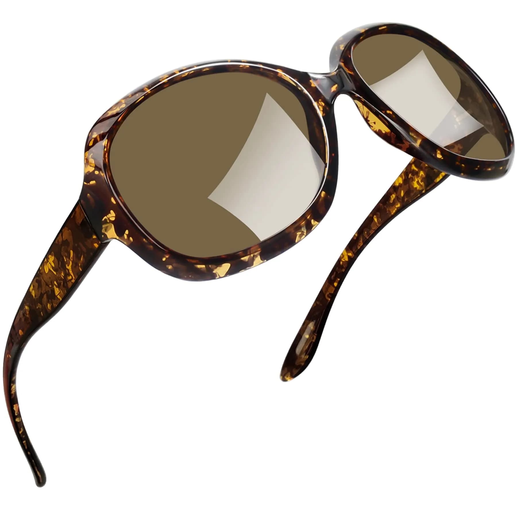 Joopin Oversized Butterfly Sunglasses for Women in Crystal Leopard/Brown with Brown Polarized UV400 Lenses - main product image