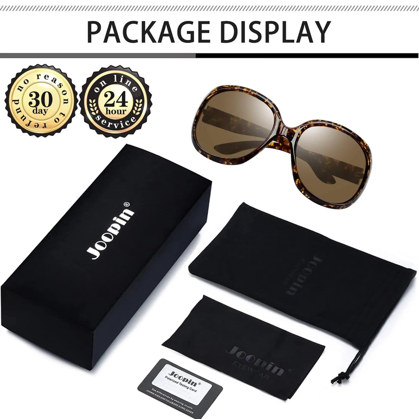 Joopin Oversized Butterfly Sunglasses Women Polarized | UV400 Protection, Tortoise Frame - view 6
