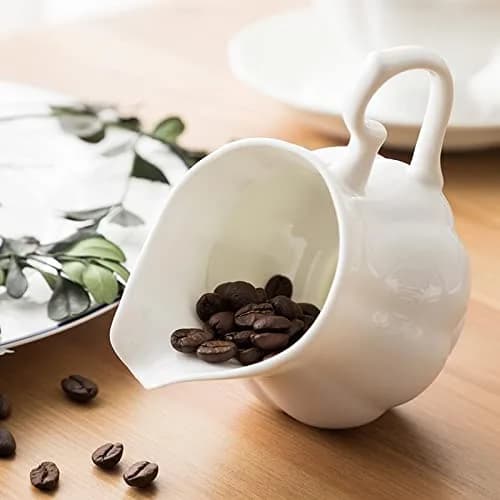 Bicuzat White Flower Shape Porcelain Sugar Bowl and Creamer Set with Lid 210ml (7 OZ) | Elegant Tableware for Tea Parties thumbnail 2