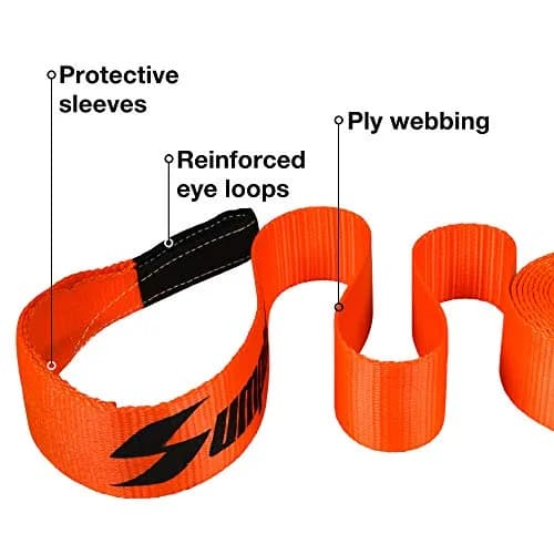 sumpluct Heavy Duty Recovery Tow Strap 3" x 20' (9,072 kg / 20,000 lbs) | Reinforced Loops for Vehicle Recovery thumbnail 4
