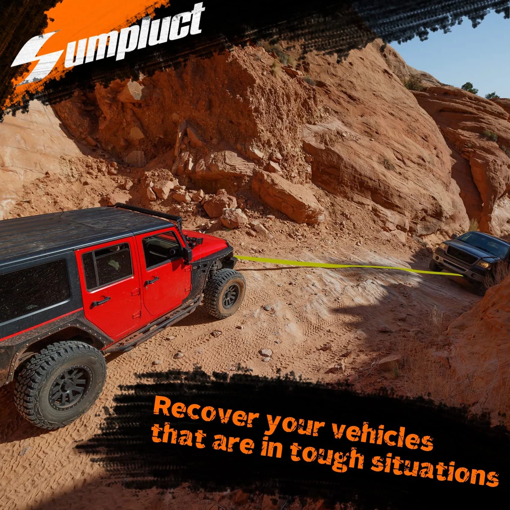 sumpluct Heavy Duty Tow Strap 2" x 20 Ft (4.54 kg / 9072 kg) | Recovery Strap with Reinforced Loops - view 6