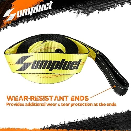 sumpluct Heavy Duty Tow Strap 2" x 20 Ft (4.54 kg / 9072 kg) | Recovery Strap with Reinforced Loops thumbnail 2