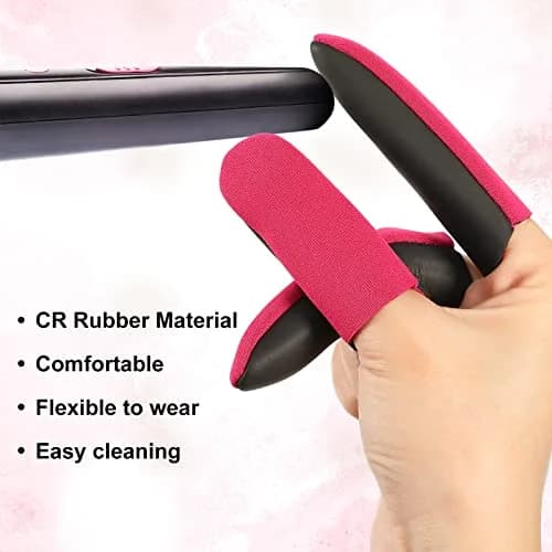 Nuanchu Heat Resistant Finger Guards for Hair Styling, 6 Pieces (Black & Rose Red) | Protects Thumb, Index & Middle Fingers thumbnail 5