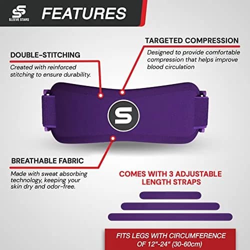 SS SLEEVE STARS Patellar Tendon Support Strap for Adults | Adjustable Knee Brace for Osgood Schlatter & Knee Pain Relief thumbnail 6