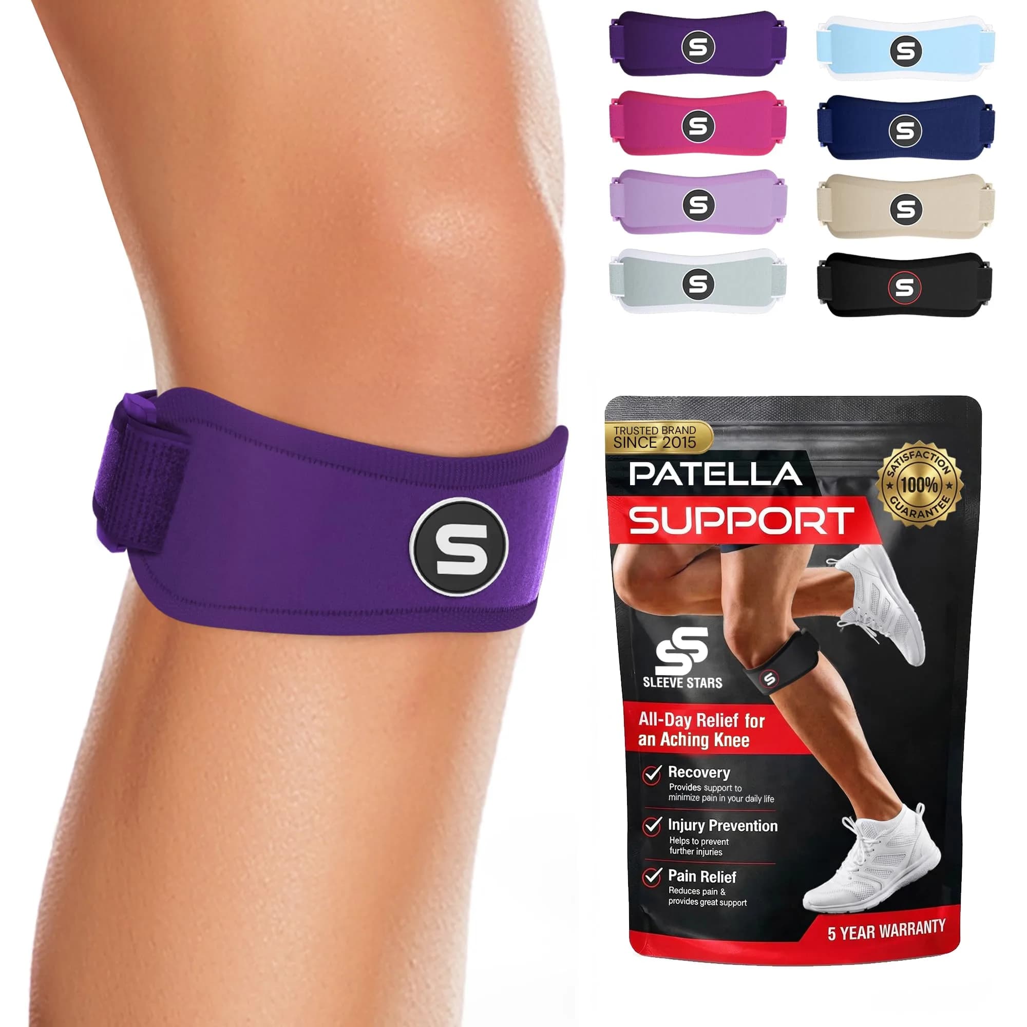 SS SLEEVE STARS Patellar Tendon Support Strap for Adults | Adjustable Knee Brace for Osgood Schlatter & Knee Pain Relief - main product image