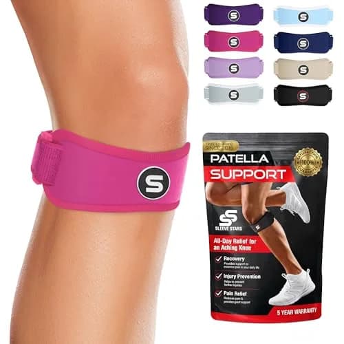 SS SLEEVE STARS Patellar Tendon Support Strap for Knee Pain Relief - Adjustable Fit for Adults & Youth - Hot Pink thumbnail 1