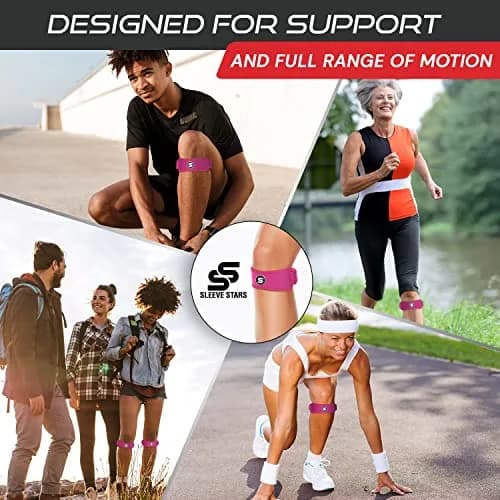 SS SLEEVE STARS Patellar Tendon Support Strap for Knee Pain Relief - Adjustable Fit for Adults & Youth - Hot Pink thumbnail 5