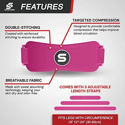 SS SLEEVE STARS Patellar Tendon Support Strap for Knee Pain Relief - Adjustable Fit for Adults & Youth - Hot Pink thumbnail 6