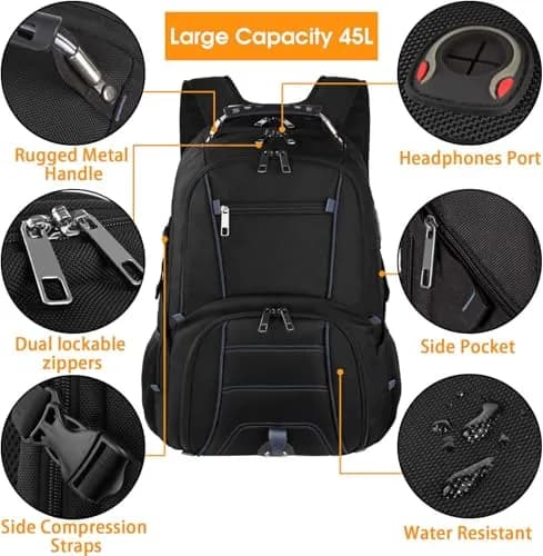 LTINVECK Extra Large 50L Travel Laptop Backpack | TSA Friendly, RFID, Fits 17 Inch Laptops thumbnail 4