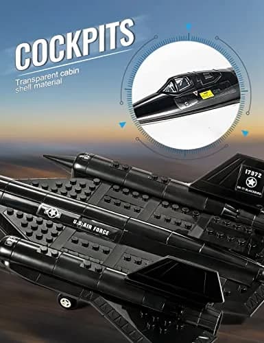 SEMKY Military Series SR-71 Reconnaissance Aircraft Jet Blackbird Air Force Building Block Set 48.3cm (19 inches) | Educational STEM Toy thumbnail 5