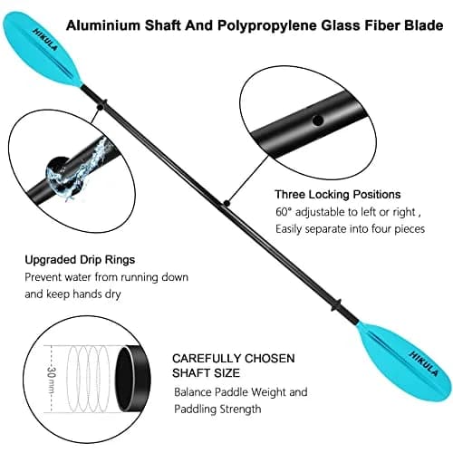 HIKULA Kayak Paddle 4 Pieces Aluminum Shaft and PP Blade 220cm | Lightweight & Adjustable for Recreational Kayaking thumbnail 2