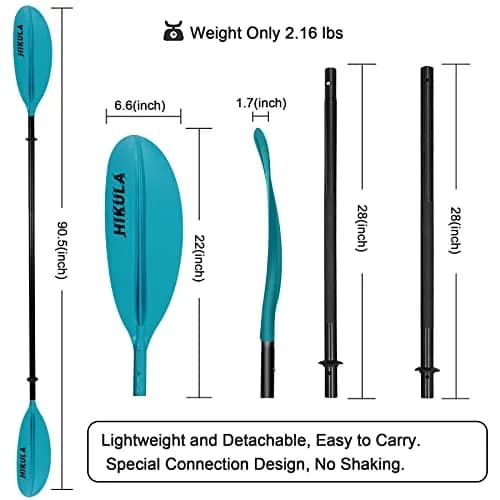 HIKULA Kayak Paddle 4 Pieces Aluminum Shaft and PP Blade 220cm | Lightweight & Adjustable for Recreational Kayaking thumbnail 3