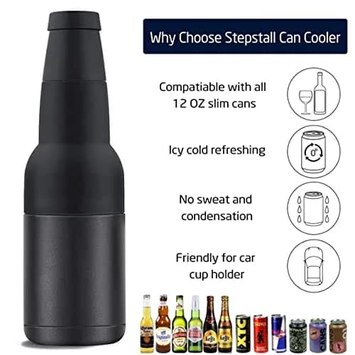 Stepstall Beer Gifts for Men, 12 oz Can & Bottle Cooler with Opener | Vacuum Insulated Stainless Steel thumbnail 3