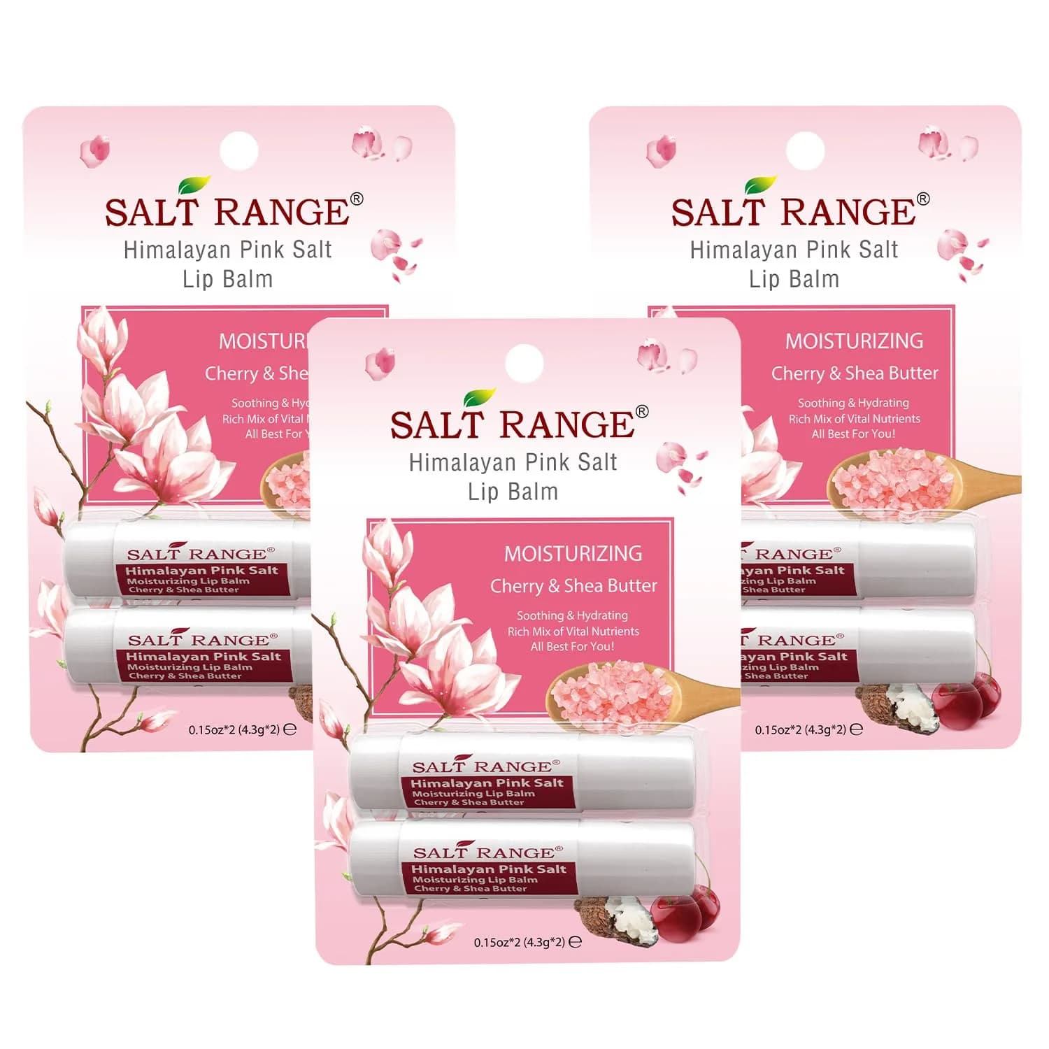 Salt Range Organic Lip Balm, Cherry & Shea Butter | Hydrating & Nourishing for Dry Lips — White