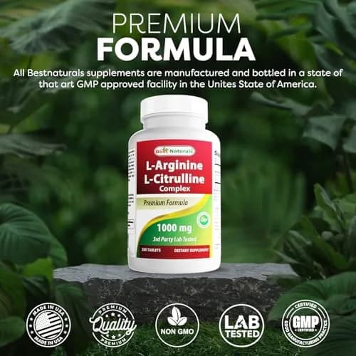 Best Naturals L-Arginine L-Citrulline Complex 1000 mg 750 Tablets (250 Count x 3 Bottles) | 3rd Party Lab Tested for Purity & Quality thumbnail 5