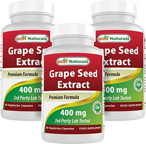 Best Naturals Grapeseed Extract 400 mg | Non-GMO & Gluten-Free Capsules (120 Count (Pack of 3)) thumbnail 1