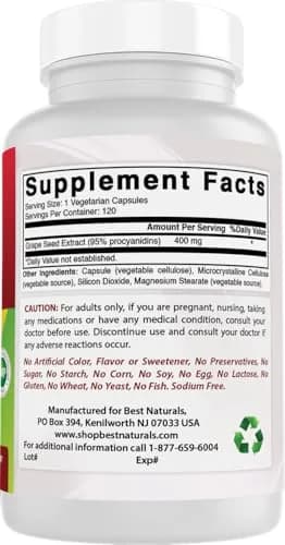 Best Naturals Grapeseed Extract 400 mg | Non-GMO & Gluten-Free Capsules (120 Count (Pack of 3)) thumbnail 6