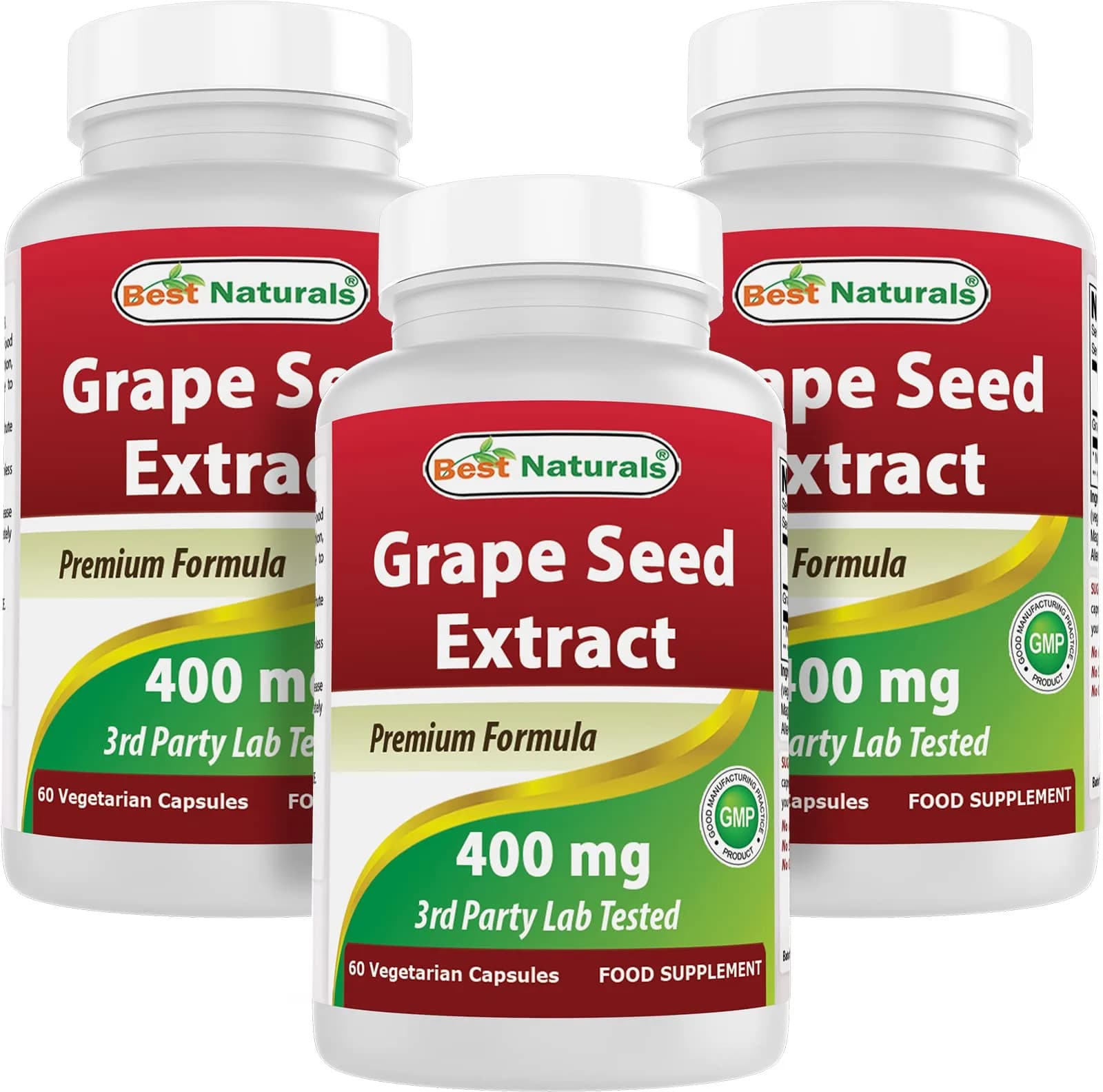 Best Naturals Grapeseed Extract 400 mg | Non-GMO & Gluten-Free Capsules (120 Count (Pack of 3))