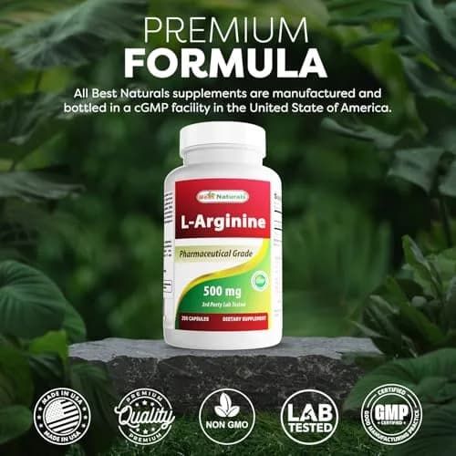 Best Naturals L-Arginine 500mg 250 Capsules | 2-Pack, Unflavoured, USA Import thumbnail 5