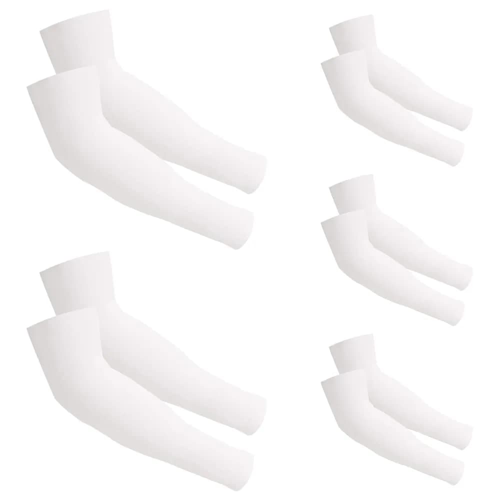 FOOTINSOLE.COM Cooling Arm Sleeves White + Gray 2 Pairs | UPF 50+ UV Protection for Sports — White X 5