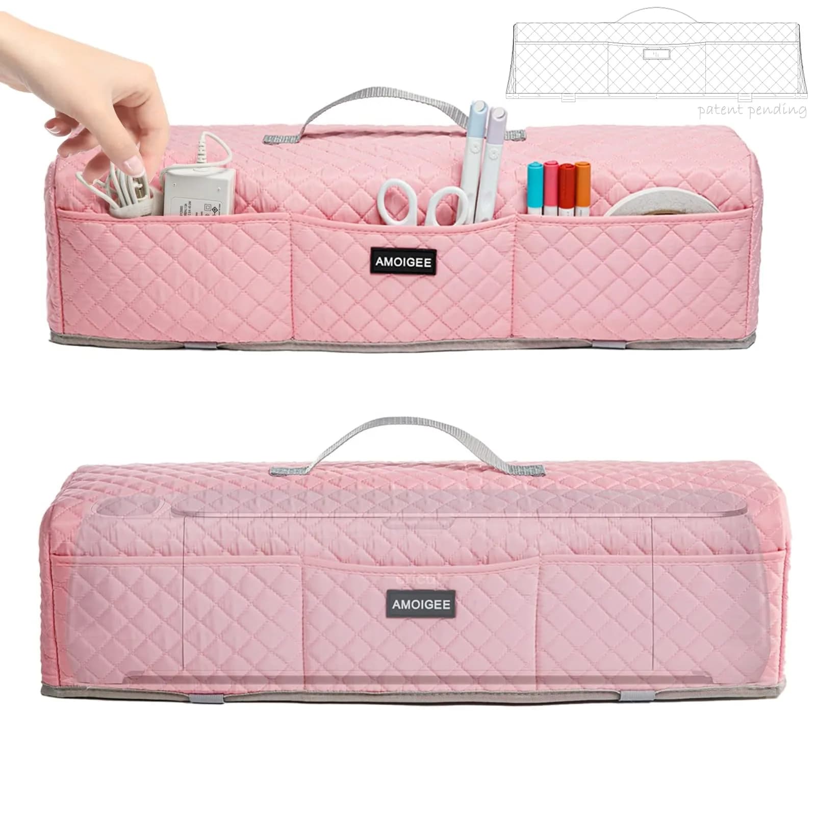 AMOIGEE Padded Dust Cover for Cricut Maker 4/3 & Explore 4/3/Air 2 w/Handle | Protects Machines from Dust & Scratches - view 2