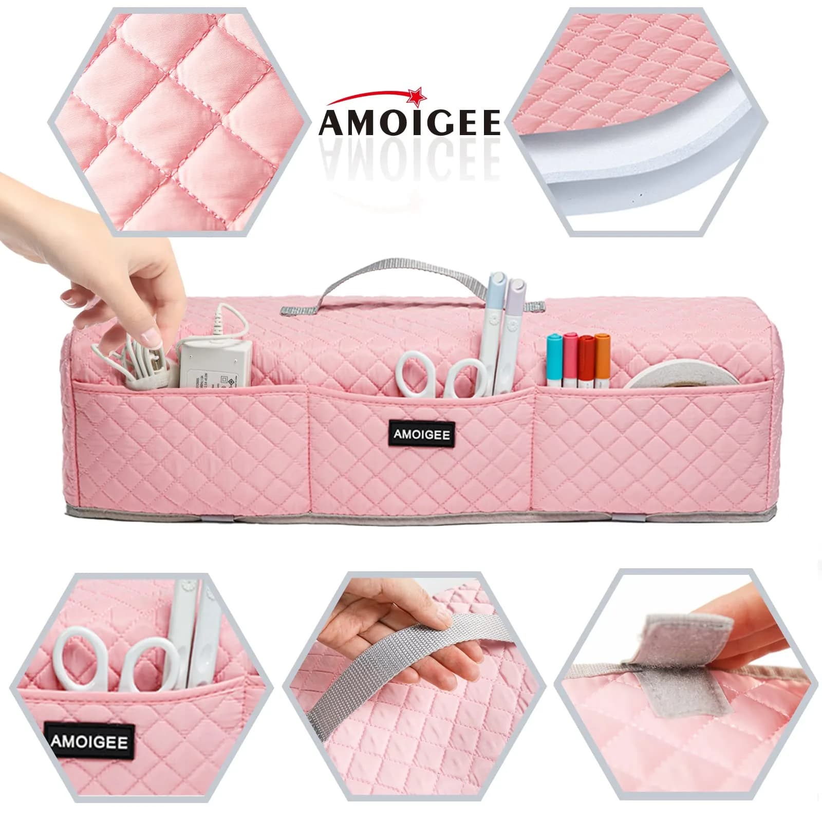 AMOIGEE Padded Dust Cover for Cricut Maker 4/3 & Explore 4/3/Air 2 w/Handle | Protects Machines from Dust & Scratches - view 3