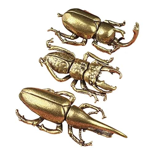 brandname Solid Copper Simulation Beetle Decorations Brass Taurus Insect Miniatures 3 pcs | Unique Brass Home Decor thumbnail 1