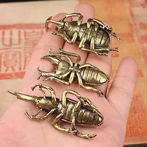 brandname Solid Copper Simulation Beetle Decorations Brass Taurus Insect Miniatures 3 pcs | Unique Brass Home Decor thumbnail 5