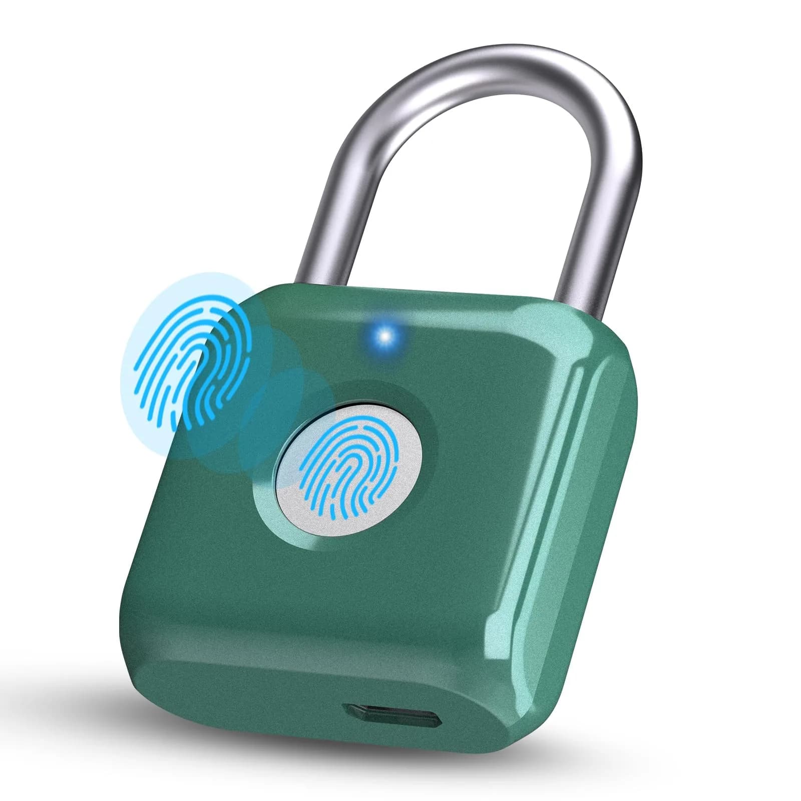 Pothunder Biometric Fingerprint Padlock - Keyless Smart Lock, Green, for Gym Locker, Luggage, Backpack - main product image