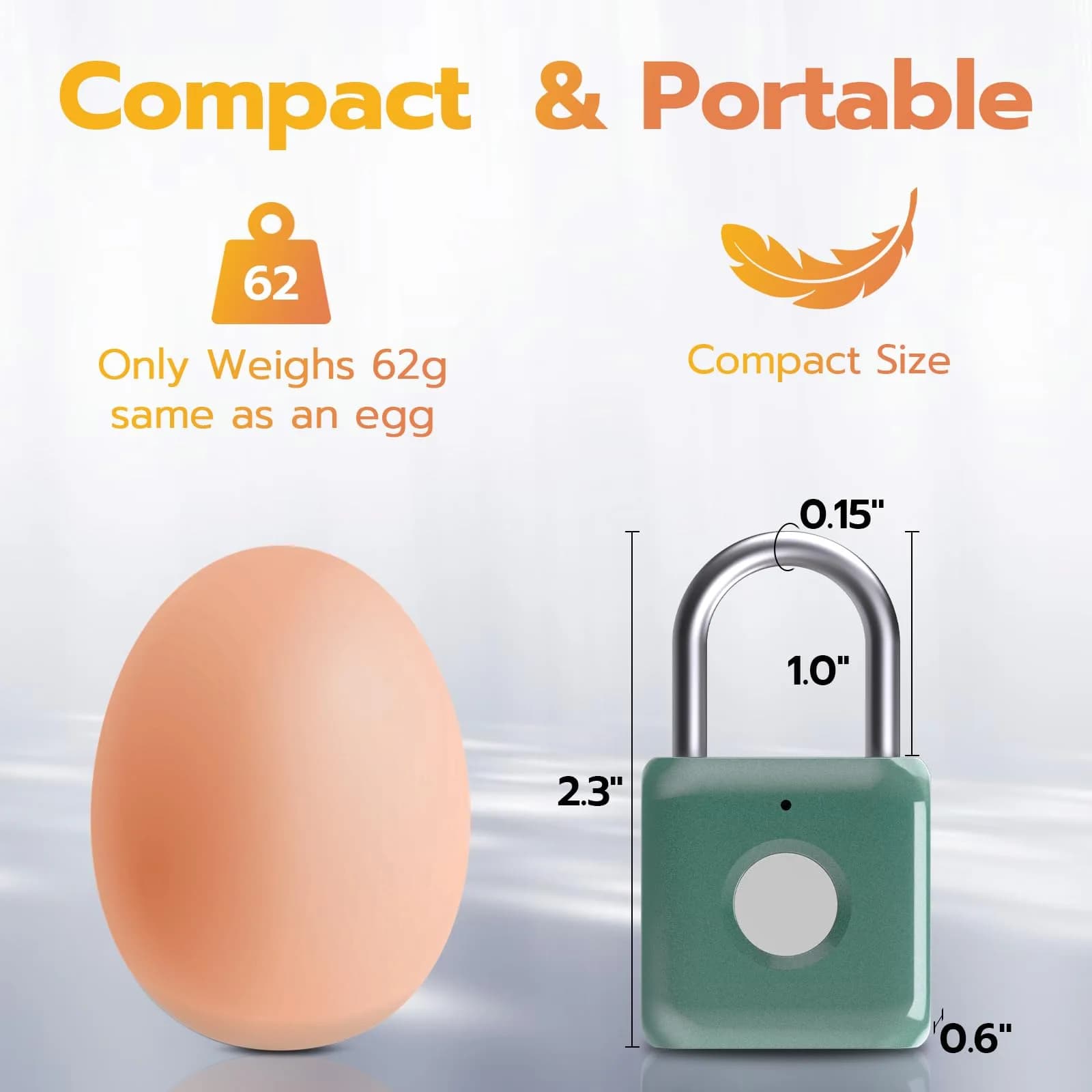 Pothunder Green Fingerprint Padlock | Keyless Biometric Security Lock with USB Rechargeable Battery - view 6