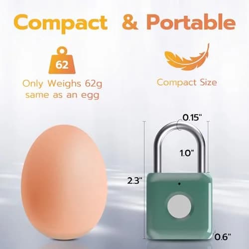 Pothunder Green Fingerprint Padlock | Keyless Biometric Security Lock with USB Rechargeable Battery thumbnail 6
