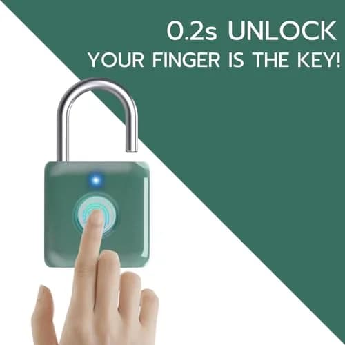 Pothunder Green Fingerprint Padlock | Keyless Biometric Security Lock with USB Rechargeable Battery thumbnail 2
