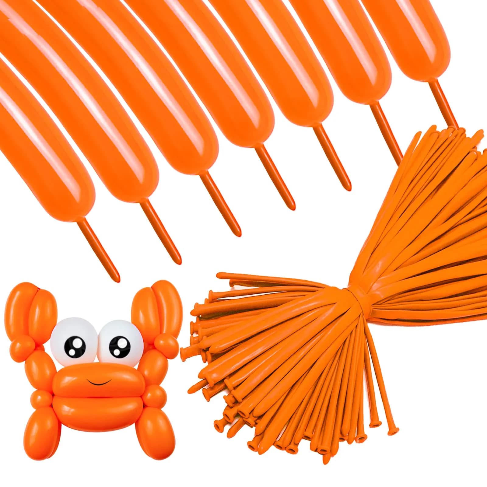 ASIUHY Red 260 Long Balloons 100 Pack | Durable Latex Twisting Animal Balloons for Parties — Orange Long Balloons for Arch