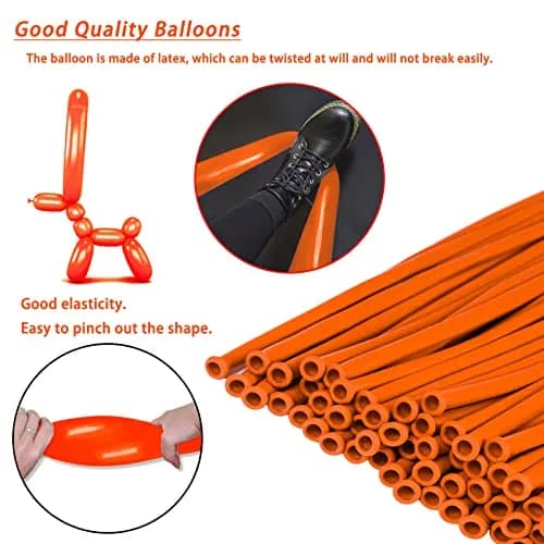 ASIYUHY Orange 260 Long Balloons 100 Pack | Latex Twisting Animal Balloons for Parties thumbnail 4