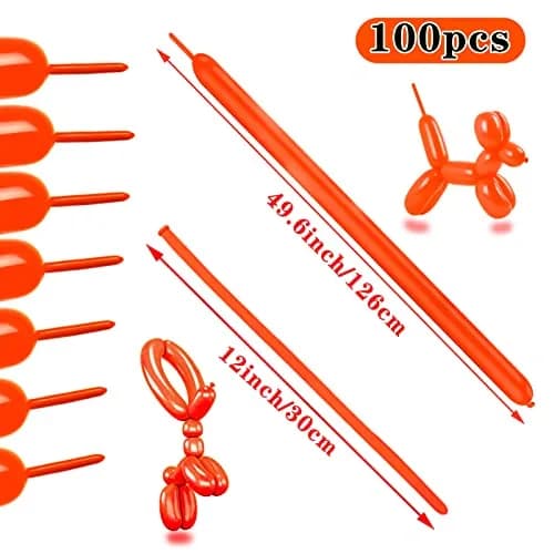 ASIYUHY Orange 260 Long Balloons 100 Pack | Latex Twisting Animal Balloons for Parties thumbnail 3