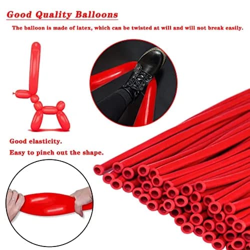 ASIUHY Red 260 Long Balloons 100 Pack | Durable Latex Twisting Animal Balloons for Parties thumbnail 4