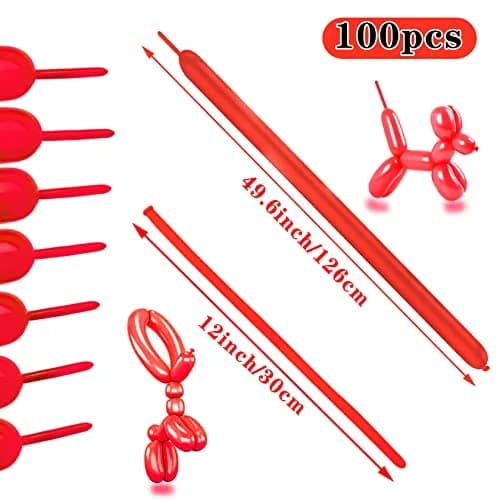 ASIUHY Red 260 Long Balloons 100 Pack | Durable Latex Twisting Animal Balloons for Parties thumbnail 3