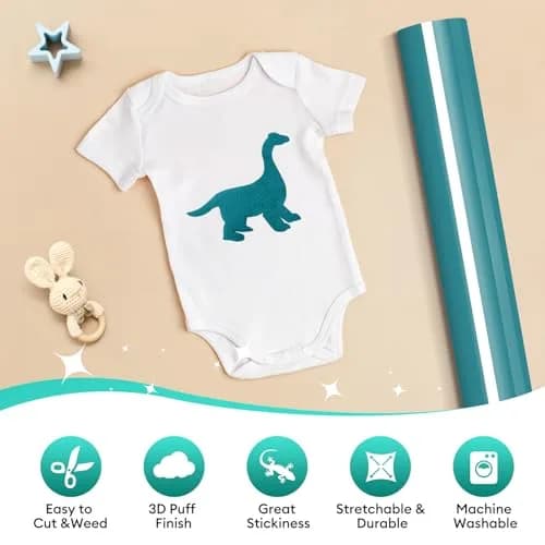 TransWonder Black 3D Puff Heat Transfer Vinyl 30cm x 1.8m (12"x6') | Creates Raised Designs for T-Shirts & Apparel thumbnail 2