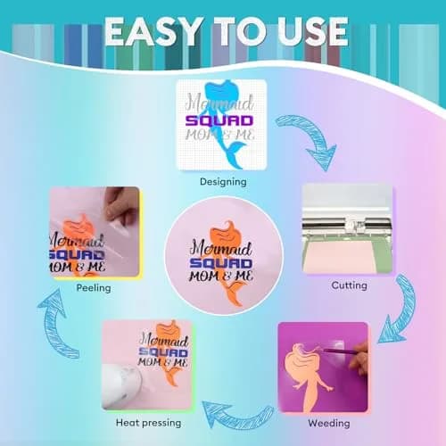 TransWonder 8-Sheet 3D Puff Heat Transfer Vinyl Bundle 30.48x25.4cm (12x10") | Easy Cut & Weed HTV for T-Shirts thumbnail 5